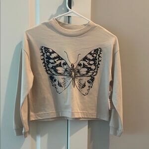 Beige Butterfly Graphic Shirt